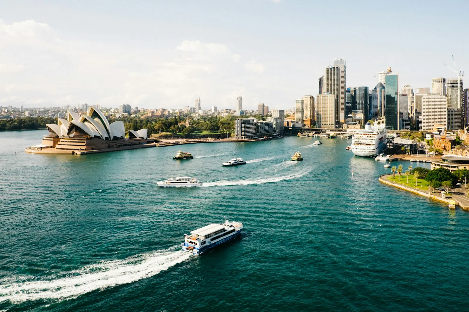 Sydney Harbour and the CBD skyline on a clear day
